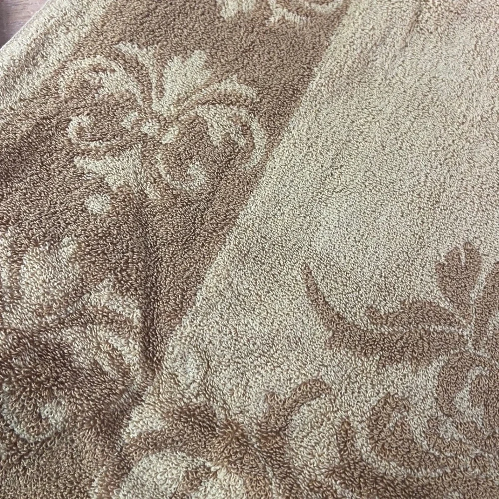 Vtg Fieldcrest Imperial Collection Gold Damask Bath Towel Washcloth Set USA